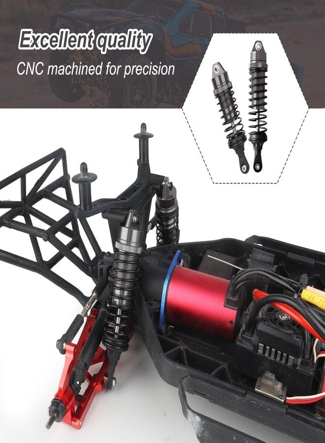 AllinRC 4PCS Aluminum Front & Rear RC Shocks for 1/10 Traxxas Slash 4x4 Compatible with Rustler Stampede Hoss 4WD Replace 5862 (Gray) - Image 4